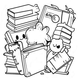 Colorful Books And Characters Coloring Page 3817-3090