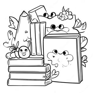 Colorful Books And Characters Coloring Page 3817-3092