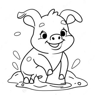 Adorable Piglet Playing In The Mud Coloring Page 38194-30558