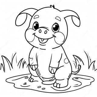 Adorable Piglet Playing In The Mud Coloring Page 38194-30559