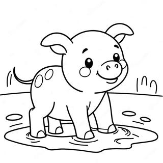 Adorable Piglet Playing In The Mud Coloring Page 38194-30560