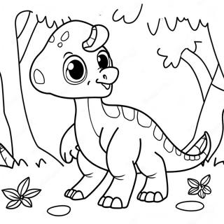 Cute Parasaurolophus Playing In The Forest Coloring Page 38244-30599