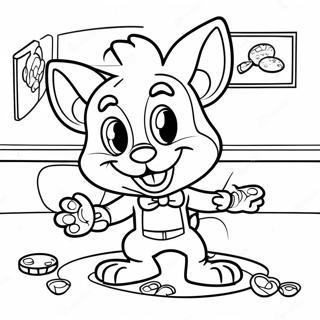 Chuck E Cheese Playing Games Coloring Page 3827-3099