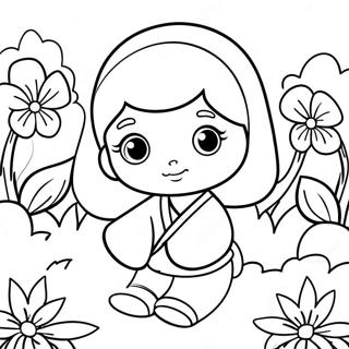 Cute Baby Jasmine In A Flower Garden Coloring Page 38284-30633