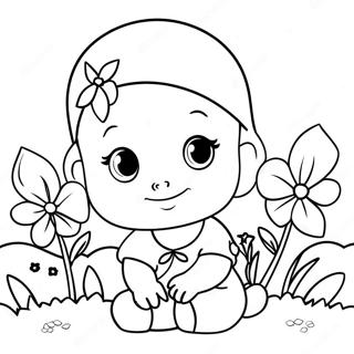 Cute Baby Jasmine In A Flower Garden Coloring Page 38284-30634