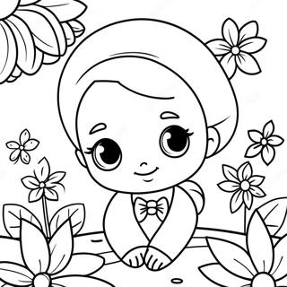 Cute Baby Jasmine In A Flower Garden Coloring Page 38284-30635