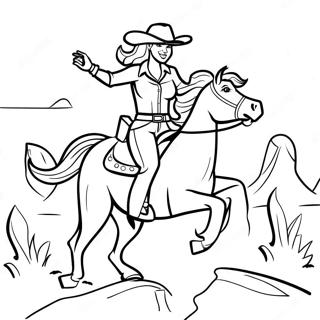 Adventurous Cowgirl Riding A Horse Coloring Page 38304-30654