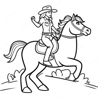 Adventurous Cowgirl Riding A Horse Coloring Page 38304-30655