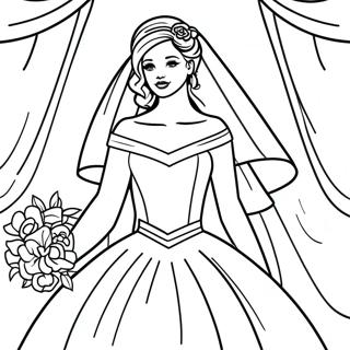 Bride In Elegant Wedding Dress Coloring Page 38333-30669