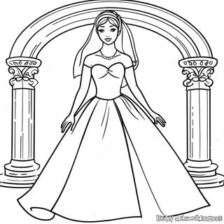 Bride In Elegant Wedding Dress Coloring Page 38333-30672