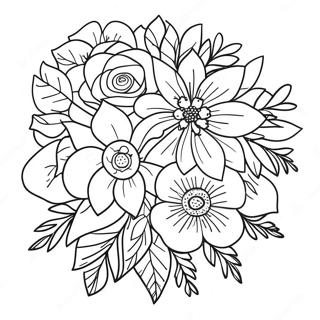 Bridal Bouquet With Colorful Flowers Coloring Page 38334-30673