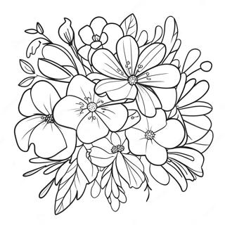 Bridal Bouquet With Colorful Flowers Coloring Page 38334-30674