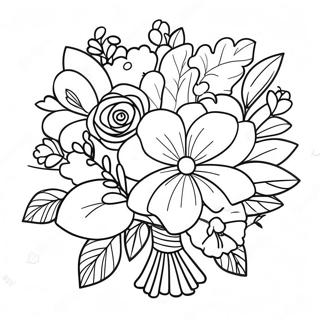 Bridal Bouquet With Colorful Flowers Coloring Page 38334-30675