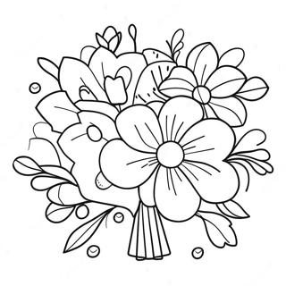 Bridal Bouquet With Colorful Flowers Coloring Page 38334-30676