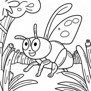 Cute Grasshopper In The Garden Coloring Page 38374-30701