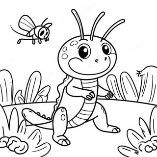 Cute Grasshopper In The Garden Coloring Page 38374-30702