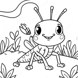 Cute Grasshopper In The Garden Coloring Page 38374-30703