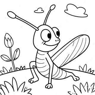 Cute Grasshopper In The Garden Coloring Page 38374-30704