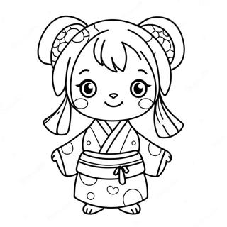 Cute Daki With Colorful Kimono Coloring Page 38384-30713