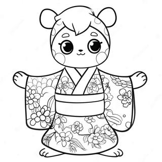 Cute Daki With Colorful Kimono Coloring Page 38384-30715