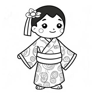 Cute Daki With Colorful Kimono Coloring Page 38384-30716