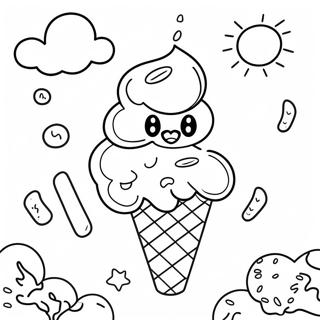 Goodbye Summer Ice Cream Treats Coloring Page 38514-30810