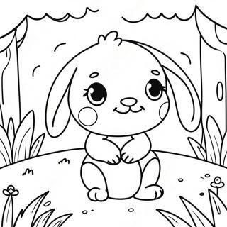 Happy Baby Bunny In A Garden Coloring Page 38524-30817