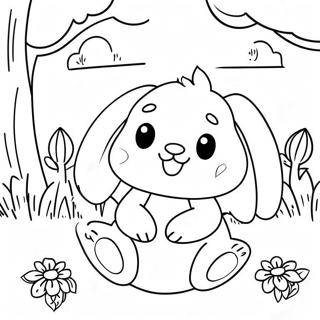 Happy Baby Bunny In A Garden Coloring Page 38524-30818