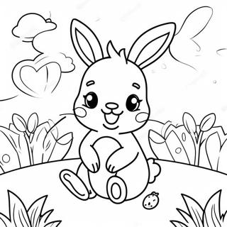 Happy Baby Bunny In A Garden Coloring Page 38524-30820