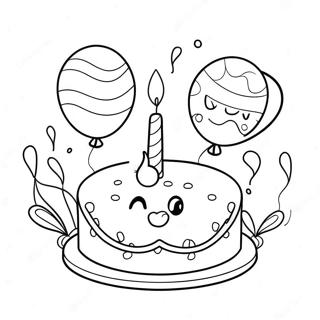 Happy Birthday Auntie Cake And Balloons Coloring Page 38534-30825