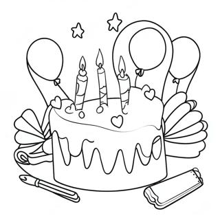 Happy Birthday Auntie Cake And Balloons Coloring Page 38534-30827