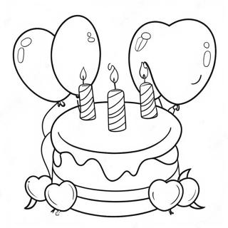 Happy Birthday Auntie Cake And Balloons Coloring Page 38534-30828