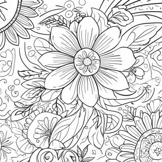 Vintage Grunge Floral Design Coloring Page 3857-3121