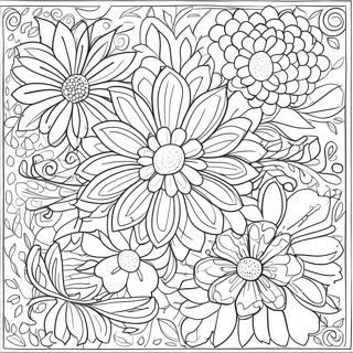 Vintage Grunge Floral Design Coloring Page 3857-3123