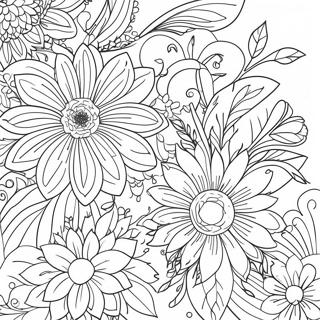 Vintage Grunge Floral Design Coloring Page 3857-3124