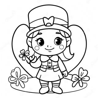 Cute Girl Leprechaun With Shamrocks Coloring Page 38604-30877