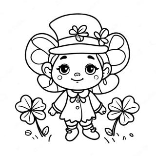 Cute Girl Leprechaun With Shamrocks Coloring Page 38604-30879