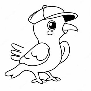 Cute Pigeon With A Hat Coloring Page 38624-30897