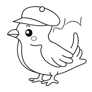 Cute Pigeon With A Hat Coloring Page 38624-30898