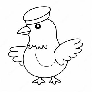 Cute Pigeon With A Hat Coloring Page 38624-30899