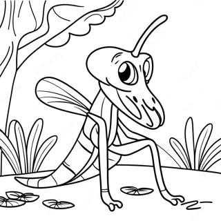 Cute Praying Mantis In Garden Coloring Page 38644-30909