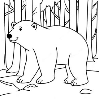 Polar Bear In The Snowy Forest Coloring Page 38673-30934