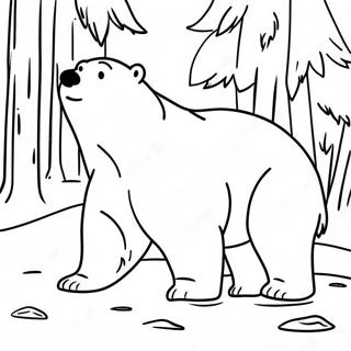 Polar Bear In The Snowy Forest Coloring Page 38673-30935