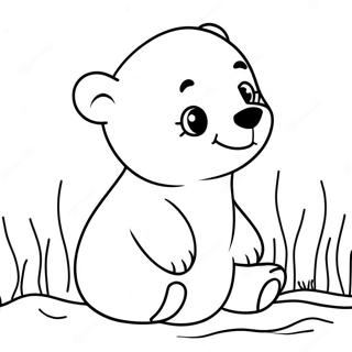 Cute Polar Bear Cub Playing Coloring Page 38674-30942