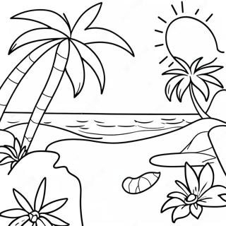 Spring Break Beach Scene Coloring Page 38683-30938