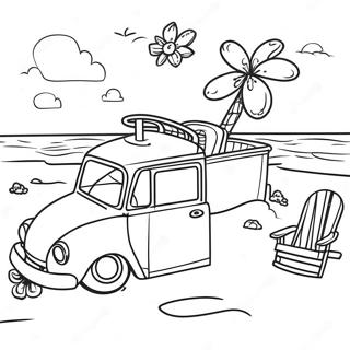 Spring Break Beach Scene Coloring Page 38683-30940