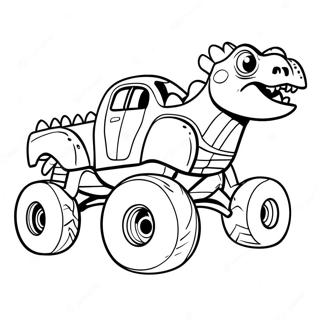 Ferocious Dinosaur Monster Truck Racing Coloring Page 38694-30953