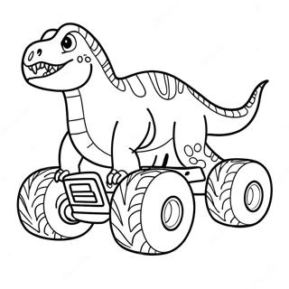 Ferocious Dinosaur Monster Truck Racing Coloring Page 38694-30955