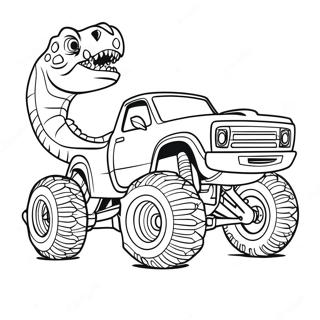 Ferocious Dinosaur Monster Truck Racing Coloring Page 38694-30956