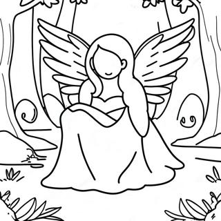 Mysterious Fallen Angel Fairy In A Dark Forest Coloring Page 38714-30972